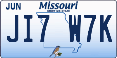 MO license plate JI7W7K