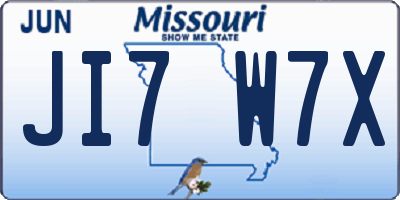 MO license plate JI7W7X