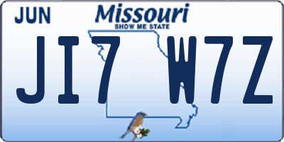 MO license plate JI7W7Z