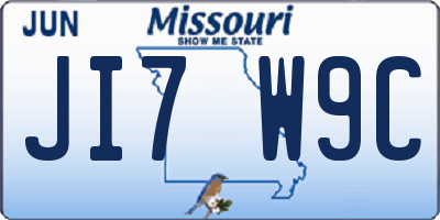 MO license plate JI7W9C