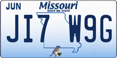 MO license plate JI7W9G