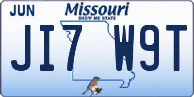 MO license plate JI7W9T