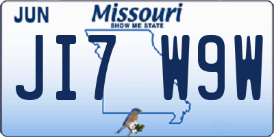 MO license plate JI7W9W