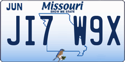 MO license plate JI7W9X