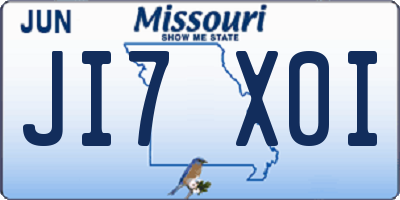 MO license plate JI7X0I