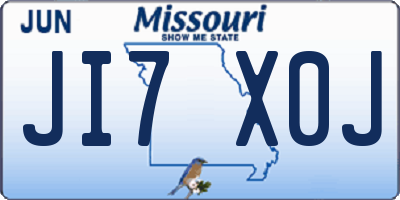 MO license plate JI7X0J