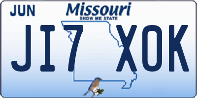 MO license plate JI7X0K