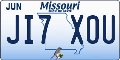 MO license plate JI7X0U
