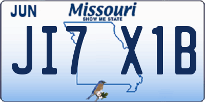 MO license plate JI7X1B
