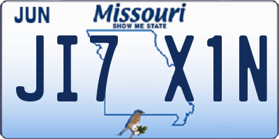 MO license plate JI7X1N