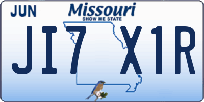 MO license plate JI7X1R