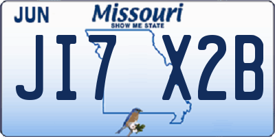 MO license plate JI7X2B