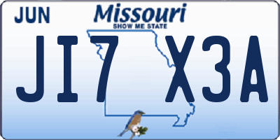 MO license plate JI7X3A