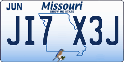 MO license plate JI7X3J