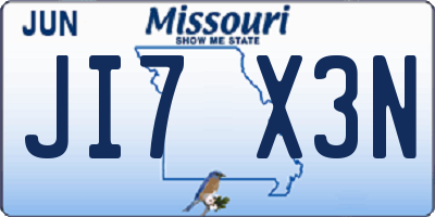 MO license plate JI7X3N