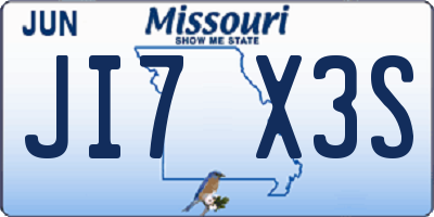 MO license plate JI7X3S