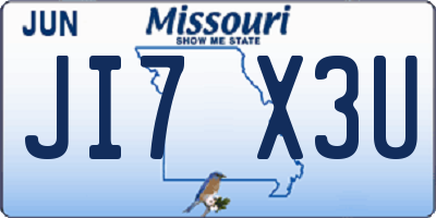MO license plate JI7X3U