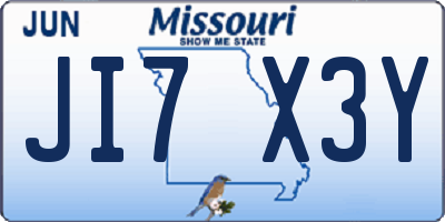 MO license plate JI7X3Y