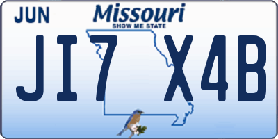 MO license plate JI7X4B
