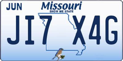 MO license plate JI7X4G