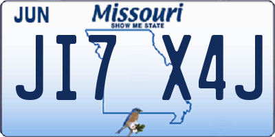 MO license plate JI7X4J