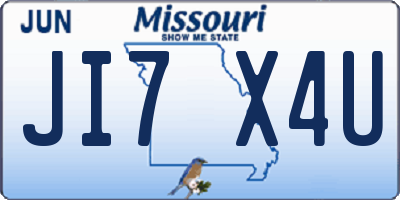 MO license plate JI7X4U