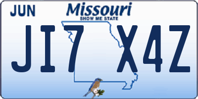 MO license plate JI7X4Z