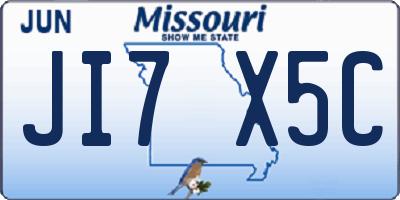 MO license plate JI7X5C