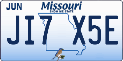 MO license plate JI7X5E