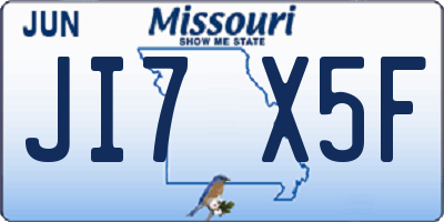 MO license plate JI7X5F