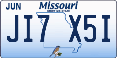 MO license plate JI7X5I