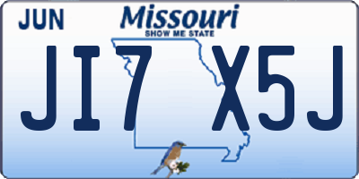 MO license plate JI7X5J