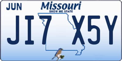 MO license plate JI7X5Y