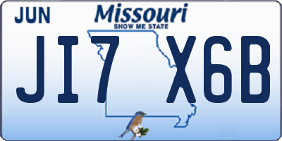 MO license plate JI7X6B