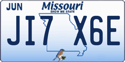 MO license plate JI7X6E