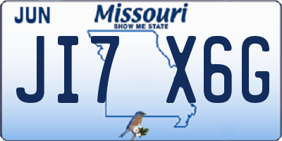 MO license plate JI7X6G