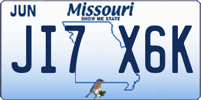 MO license plate JI7X6K