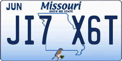 MO license plate JI7X6T