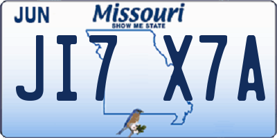 MO license plate JI7X7A