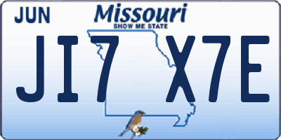 MO license plate JI7X7E