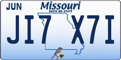 MO license plate JI7X7I