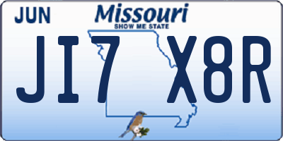 MO license plate JI7X8R