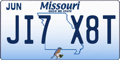 MO license plate JI7X8T