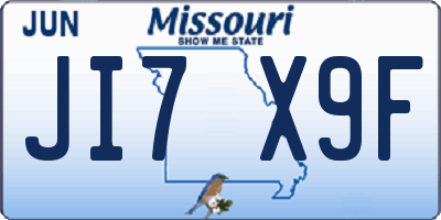 MO license plate JI7X9F