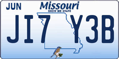 MO license plate JI7Y3B