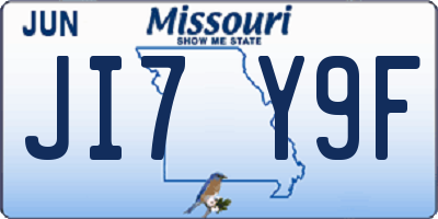 MO license plate JI7Y9F
