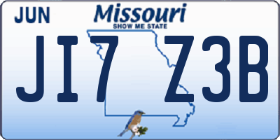 MO license plate JI7Z3B