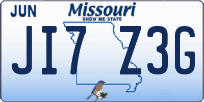 MO license plate JI7Z3G