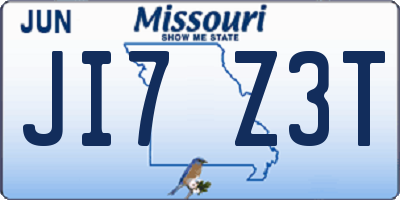 MO license plate JI7Z3T