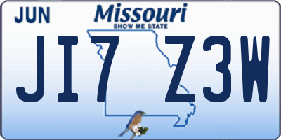 MO license plate JI7Z3W